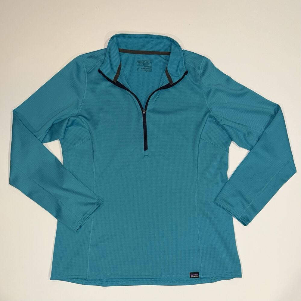 Patagonia Capilene Zip-Neck Pullover Top Baselayer Midweight Dark Turquoise L